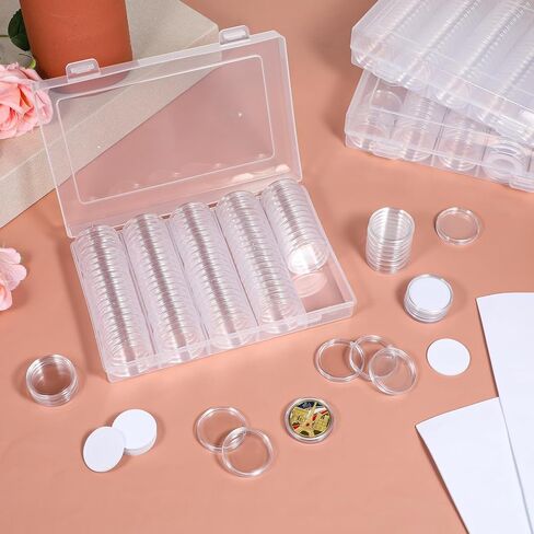 حامل كبسولات عملات معدنية 300 قطعة مع حشية إسفنجية، مستلزمات جمع العملات المعدنية المستديرة مع صندوق تخزين، (17/20/25/27/30 مم) حقيبة تخزين عملات بلاستيكية شفافة مقاس 5، حاملات حماية للعملات المعدنية لهواة التجميع in Kuwait