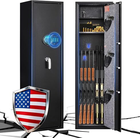 SHICHI 8-10 بندقية إلكترونية آمنة للبنادق، خزانة أسلحة للبنادق والبنادق، لا تحتاج إلى تجميع، خزائن بنادق كبيرة للمنزل، مع نظام إنذار مزدوج، خزانة داخلية ورف قابل للتعديل in Kuwait