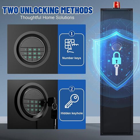 SHICHI 8-10 بندقية إلكترونية آمنة للبنادق، خزانة أسلحة للبنادق والبنادق، لا تحتاج إلى تجميع، خزائن بنادق كبيرة للمنزل، مع نظام إنذار مزدوج، خزانة داخلية ورف قابل للتعديل in Kuwait