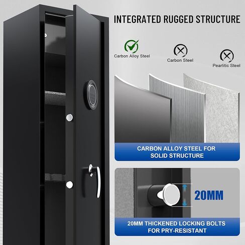 SHICHI 8-10 بندقية إلكترونية آمنة للبنادق، خزانة أسلحة للبنادق والبنادق، لا تحتاج إلى تجميع، خزائن بنادق كبيرة للمنزل، مع نظام إنذار مزدوج، خزانة داخلية ورف قابل للتعديل in Kuwait