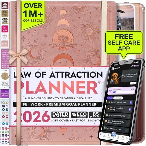 Law of Attraction Planner 2025 - Weekly and Monthly Planner, 12 Month Journey to Increase Productivity & Enhance Organization | Life Organizer, Gratitude Journal, Hourly Planner, To Do List | 2025 Planner - Vision Board, Gift Box & Planner Stickers in Kuwait