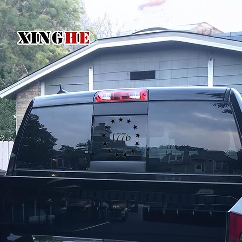 Xinghe for 2019-2026 Chevy Silverado GMC Sierra Chevrolet Colorado, Rear Middle Window American Flag Decals Stickers, Matte Black USA Flag Decal for Truck Back Window in Kuwait