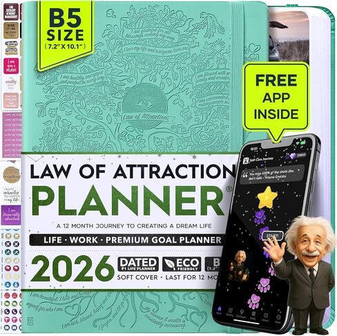 Law of Attraction Planner 2025 - Weekly and Monthly Planner, 12 Month Journey to Increase Productivity & Enhance Organization | Life Organizer, Gratitude Journal, Hourly Planner, To Do List | 2025 Planner - Vision Board, Gift Box & Planner Stickers in Kuwait