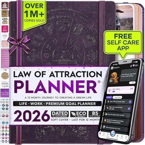 Law of Attraction Planner 2025 - Weekly and Monthly Planner, 12 Month Journey to Increase Productivity & Enhance Organization | Life Organizer, Gratitude Journal, Hourly Planner, To Do List | 2025 Planner - Vision Board, Gift Box & Planner Stickers in Kuwait
