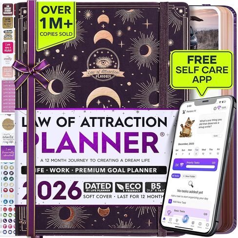 Law of Attraction Planner 2025 - Weekly and Monthly Planner, 12 Month Journey to Increase Productivity & Enhance Organization | Life Organizer, Gratitude Journal, Hourly Planner, To Do List | 2025 Planner - Vision Board, Gift Box & Planner Stickers in Kuwait