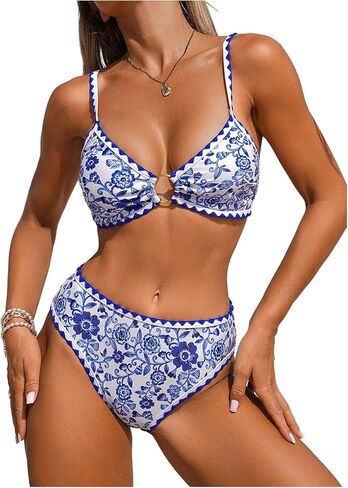 OYOANGLE Women's 2 Piece Swimsuits Paisley Print Bikini Set High Waisted Bathing Suit in Saudi Arabia