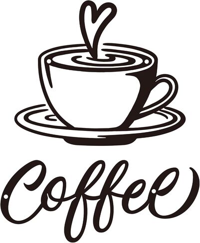 ديكور فني جداري معدني للقهوة من We Moment، ديكور مطبخ المنزل والمكتب في بار القهوة (مجموعة سوداء مقاس 10 بوصات مكونة من قطعتين) in Kuwait