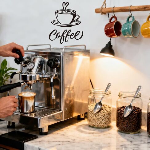 ديكور فني جداري معدني للقهوة من We Moment، ديكور مطبخ المنزل والمكتب في بار القهوة (مجموعة سوداء مقاس 10 بوصات مكونة من قطعتين) in Kuwait