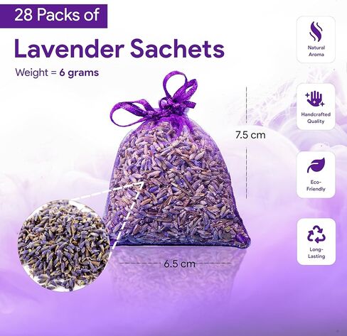14 Pack French Lavender Sachet Bags for Drawers and Closets - Natural Fresh Dried Lavender Bags for Clothes Storage, Relaxing Fragrance Lavendar, Ideal for Wardrobes, Luggage & Home Organization in Saudi Arabia