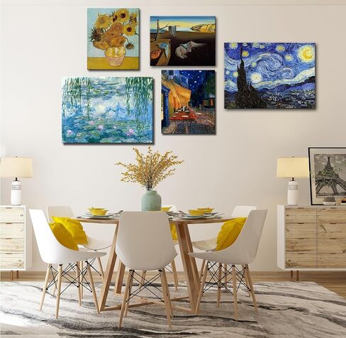 Weiyiart فنسنت فان جوخ قماش جدار الفن مقهى الشرفة في الليل اللوحة الفنية الكلاسيكية الحمام صورة طباعة لديكور المنزل 12 "× 15" in Saudi Arabia