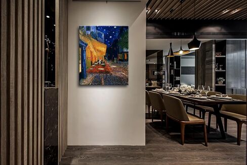 Weiyiart فنسنت فان جوخ قماش جدار الفن مقهى الشرفة في الليل اللوحة الفنية الكلاسيكية الحمام صورة طباعة لديكور المنزل 12 "× 15" in Saudi Arabia