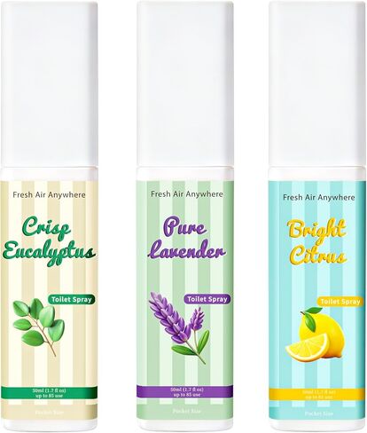 بخاخ تواليت، الحمضيات، المحيط وجوز الهند، 3 عبوات سعة كل منها 1.7 أونصة سائلة، مزيل رائحة الحمام، حجم مناسب للسفر، معطر الزيوت العطرية، ما يصل إلى 255 بخاخ in Kuwait