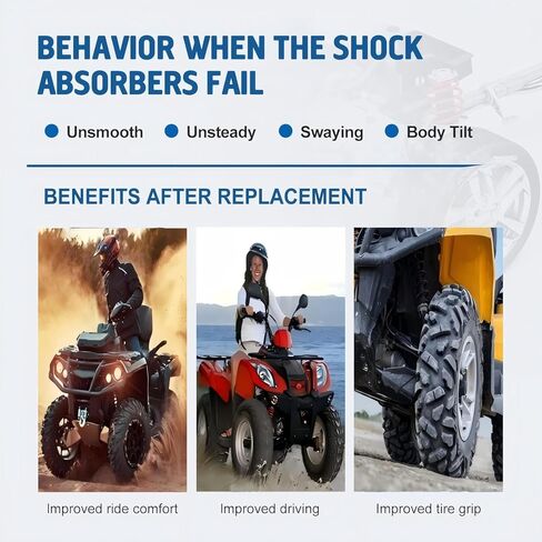 KLV الصدمات الأمامية اليسرى اليمنى متوافقة مع Arctic Cat ATV 400 450 500 550 650 700 1000 2008-2017 ممتص الصدمات أحادي الأنبوب 0403-188 0403-209 قطعتان in Kuwait