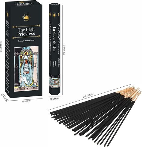 The High Priestess Tarot Incense Hexa Premium Sticks Tarot-Inspired – Harness Intuition, Inner Wisdom, and Spiritual Insight, Handcrafted in India, Pack of 6, 20 Sticks per Pack. in Saudi Arabia