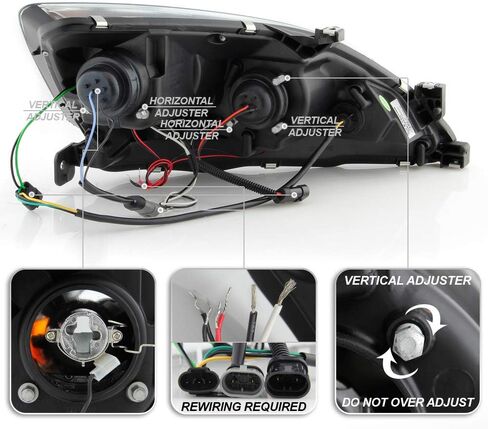 ACANII - For 2003-2007 Honda Accord LED Dual Halo Black Housing Projector Headlights Headlamps, Driver & Passenger Side in Saudi Arabia