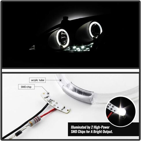 ACANII - For 2003-2007 Honda Accord LED Dual Halo Black Housing Projector Headlights Headlamps, Driver & Passenger Side in Saudi Arabia