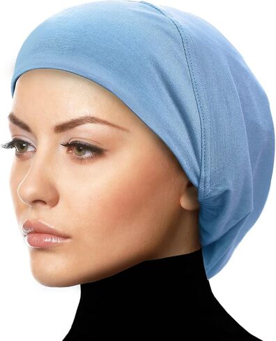 Middle Eastern Mall Women's Snood Cap Cotton Beanie Large Hijab Chemo Undercap (Winter Blue) in Kuwait