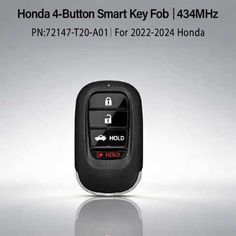 Replacement for Honda Civic Key Fob Remote Control 2022 2023 4 Buttons 434MHz KR5TP-4,Black in Saudi Arabia