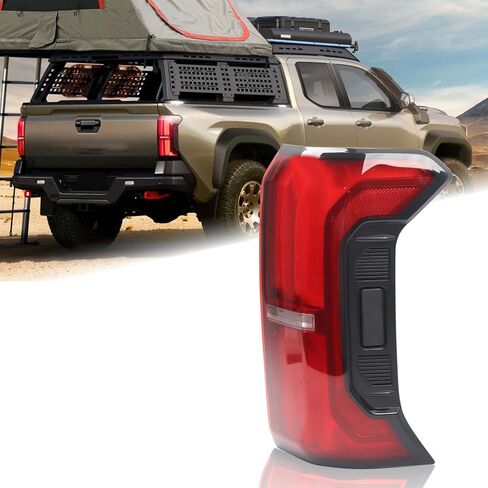 81550-AK040 LH مجموعة مصابيح خلفية LED مناسبة لـ 2024 2025 Toyota Tacoma TRD SPORT/OFF مصباح فرامل للطرق الوعرة مع مفتاح الباب الخلفي للسائق الأيسر مصباح خلفي للباب نوع يدوي إطار رمادي مع ضوء جانبي in Kuwait
