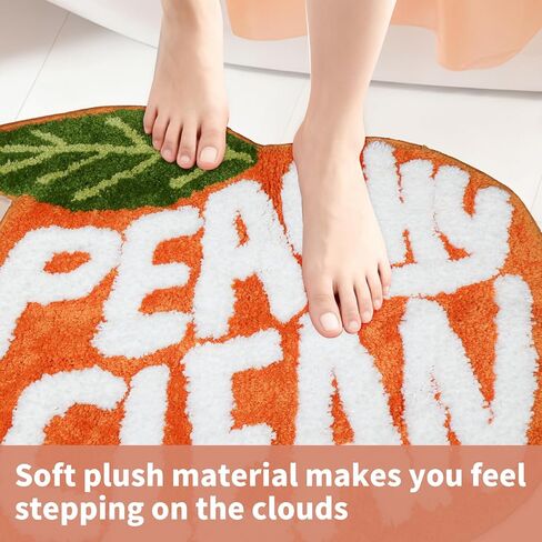 Peach Clean Bathroom Rugs, Cute Bath Mat Decor Door Mat, Soft & Absorbent Plush Coral Fabric Non-Slip Bathtub Rug Washable 24.8" x 21.6" in Kuwait