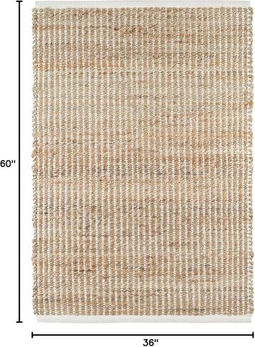 سجادة منطقة طبيعية منسوجة يدويًا من S & L Homes لغرفة المعيشة وغرفة النوم ومدخل المطبخ - ديكور مزرعة ريفي عتيق - (3 × 5 بوصات عاجي طبيعي) in Kuwait