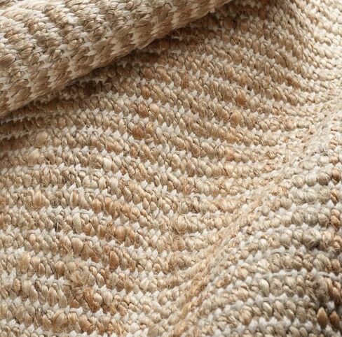 سجادة منطقة طبيعية منسوجة يدويًا من S & L Homes لغرفة المعيشة وغرفة النوم ومدخل المطبخ - ديكور مزرعة ريفي عتيق - (3 × 5 بوصات عاجي طبيعي) in Kuwait