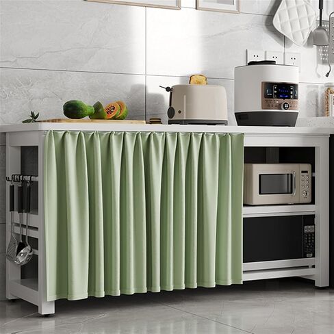 ستائر خزانة للأرفف للخصوصية، تنورة مكتب مقاومة للغبار وغسالة الأطباق للمنزل والمزرعة والمطبخ تحت المغسلة، أخضر داكن، 60.96 سم عرض × 81.28 سم طول in Kuwait