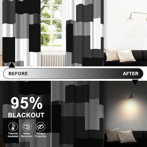 95% Blackout Curtains for Bedroom 63 Inch Long 2 Panels Set Royal Blue Grey Modern Abstract Geometric Black Out Curtains Insulated Room Darkening Window Drapes for Living Room, 52Wx63L in Saudi Arabia