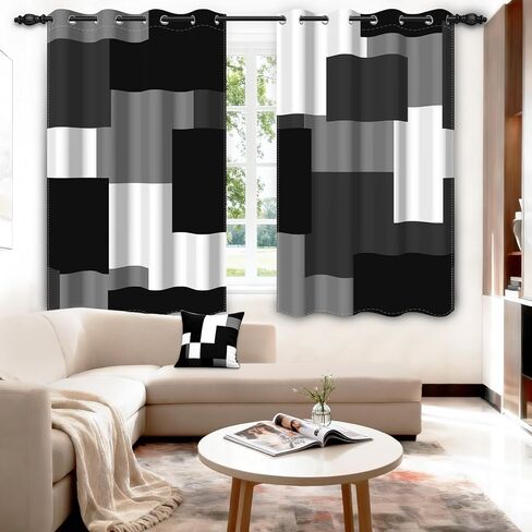 95% Blackout Curtains for Bedroom 63 Inch Long 2 Panels Set Royal Blue Grey Modern Abstract Geometric Black Out Curtains Insulated Room Darkening Window Drapes for Living Room, 52Wx63L in Saudi Arabia