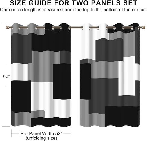 95% Blackout Curtains for Bedroom 63 Inch Long 2 Panels Set Royal Blue Grey Modern Abstract Geometric Black Out Curtains Insulated Room Darkening Window Drapes for Living Room, 52Wx63L in Saudi Arabia