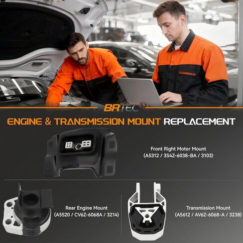 3PCS Engine Motor Mount & Automatic Transmission Mount Set Compatible for Ford Focus 2.0L 2012 2013 2014 2015 2016 2017 2018, Replace# A5312, A5520, A5612 in Saudi Arabia