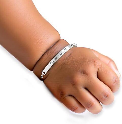 Petite Boutique Baby Sterling Silver Personalized Bar Bracelet with Black Engraving Ideal Newborn to Children's Gift for First Birthday in Kuwait