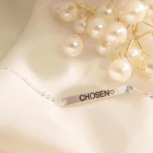 Petite Boutique Baby Sterling Silver Personalized Bar Bracelet with Black Engraving Ideal Newborn to Children's Gift for First Birthday in Kuwait