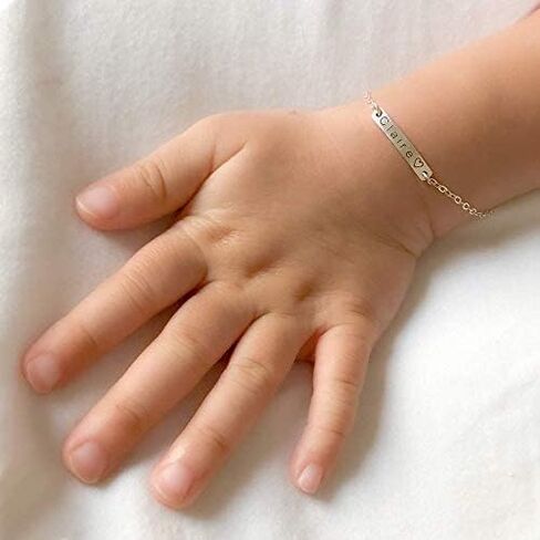 Petite Boutique Baby Sterling Silver Personalized Bar Bracelet with Black Engraving Ideal Newborn to Children's Gift for First Birthday in Kuwait