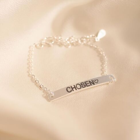 Petite Boutique Baby Sterling Silver Personalized Bar Bracelet with Black Engraving Ideal Newborn to Children's Gift for First Birthday in Kuwait