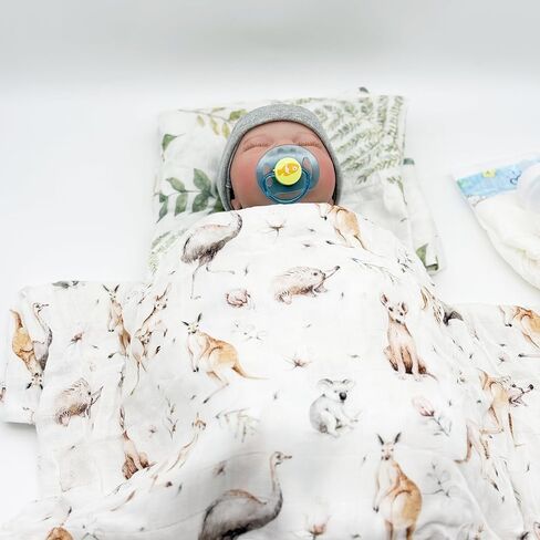 بطانية قماط موسلين، 100% فيسكوز مصنوعة من بطانيات قماط الخيزران موسلين للأولاد والبنات، قماط استقبال الأطفال، بطانية تلقي للجنسين هدايا حديثي الولادة (أوراق الأوكالبتوس) in Kuwait