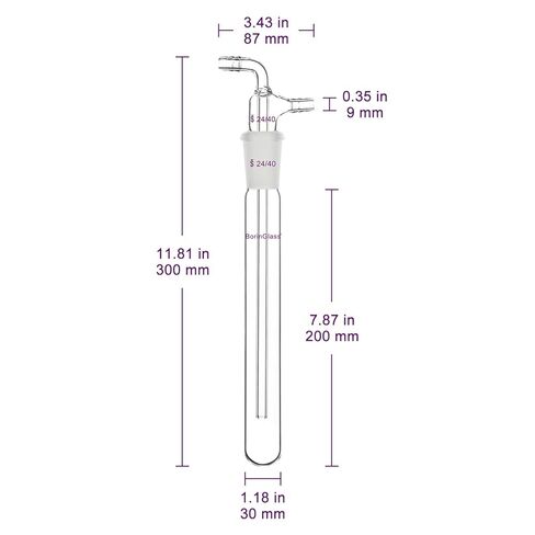 Glass Vacuum Cold Trap Bubbler, 200 mm Length Beneath The 24/40 Joint, with 10 mm Serrated Hose in Kuwait