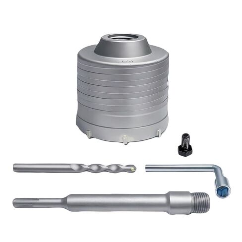 Concrete Hole Saw Kits, Tungsten Steel SDS Plus Shank Wall Hole Cutter Cement Stone Drill Bit Sets 1-2/11, 1-3/5, 2-4/5 Inch(30, 40, 60mm), with 8-7/10 Inch(220mm) Connecting Rod, 3 Center Drill Bits in Kuwait