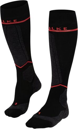 FALKE Mens SK Energizing Wool Skiing Socks, Merino, Black (Black-Lightning 3171), US 6.5-9 (EU 39-42 W3 Ι UK 5.5-8), 1 Pair in Saudi Arabia