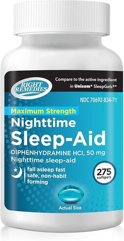 Nighttime Sleep Aid Softgels, (150 softgels), Diphenhydramine HCI 50 mg, Fall Asleep Fast, Supports Deeper, Restful Sleep in Saudi Arabia