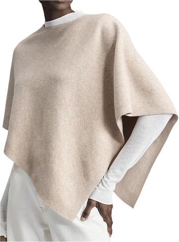 Verdusa Women's Old Money Clothes 3/4 Sleeve Asymmetrical Poncho Sweater Elegant Knit Shawl Tops Fall Outfits in Saudi Arabia