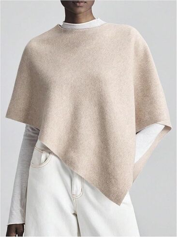 Verdusa Women's Old Money Clothes 3/4 Sleeve Asymmetrical Poncho Sweater Elegant Knit Shawl Tops Fall Outfits in Saudi Arabia