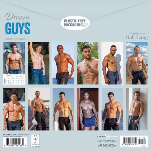 Carousel Calendars, Dream Guys 2026 Wall Calendar, 12.01'' X 12.01'', 16-Month Calendar with Stapled Binding in Kuwait