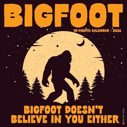 Willow Creek Press، تقويم حائط Bigfoot 2026، 12 بوصة × 12 بوصة، تقويم لمدة 18 شهرًا مع غلاف مثبت in Saudi Arabia