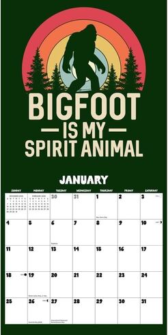 Willow Creek Press، تقويم حائط Bigfoot 2026، 12 بوصة × 12 بوصة، تقويم لمدة 18 شهرًا مع غلاف مثبت in Saudi Arabia