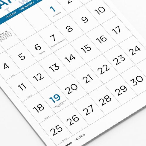 Blueline® 2026 Monthly Wall Calendar, Large Print, 12 Months, January to December, Twin-Wire Binding, 12" x 17" (C173106-26) in Saudi Arabia