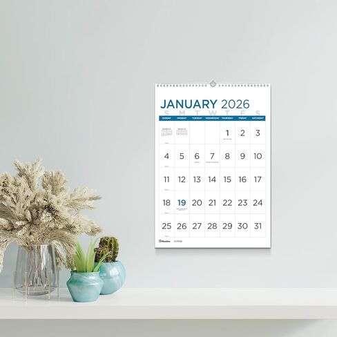 Blueline® 2026 Monthly Wall Calendar, Large Print, 12 Months, January to December, Twin-Wire Binding, 12" x 17" (C173106-26) in Saudi Arabia