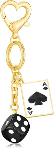Poker Keychain Ace of Spades A & Dice Charm for Keys Purses Cars in Kuwait