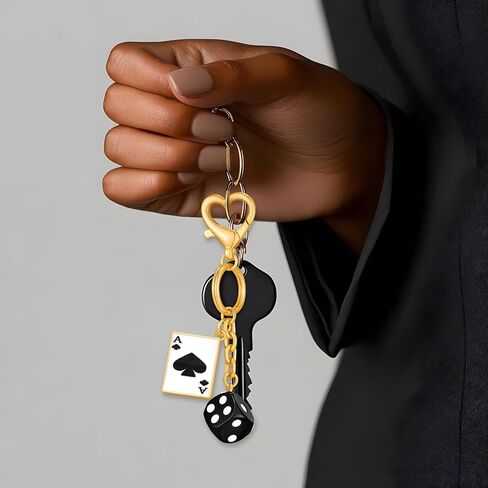 Poker Keychain Ace of Spades A & Dice Charm for Keys Purses Cars in Kuwait