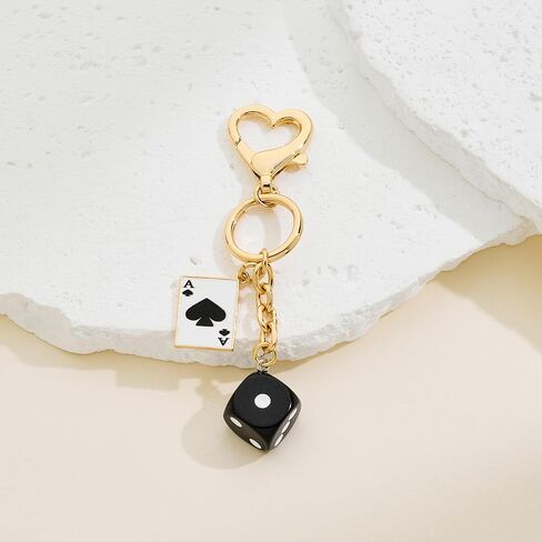 Poker Keychain Ace of Spades A & Dice Charm for Keys Purses Cars in Kuwait